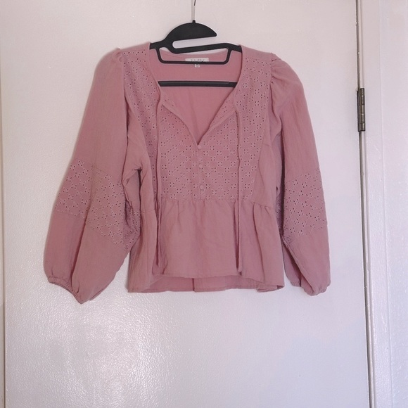 Z Supply Celeste Mauve Eyelet Blouse Cottagecore Coastal Bohemian - Picture 4 of 9